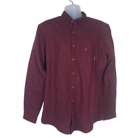 Eddie Bauer Shirt Mens Large Tall Maroon Field Flannel Chore Ranch Button Down - Picture 5 of 12